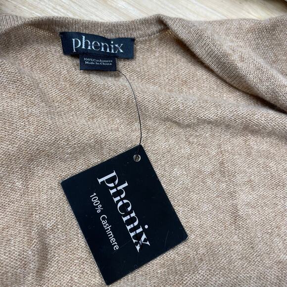Phenix NWT 100% Cashmere Jersey Wrap Shawl Cardigan Sweater Camel Pocket Size OS - Picture 4 of 8